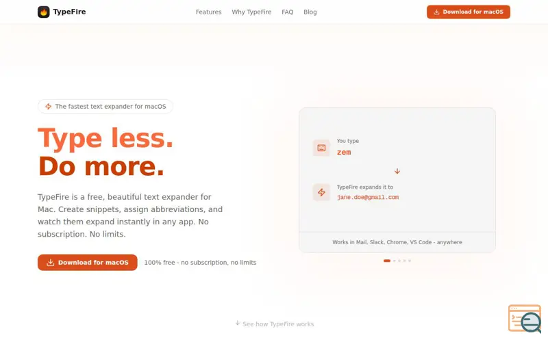 Screenshot of TypeFire