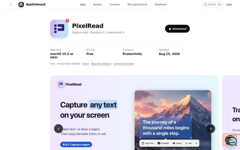 Screenshot of PixelRead AI OCR