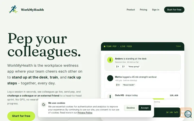 Screenshot of WorkMyHealth