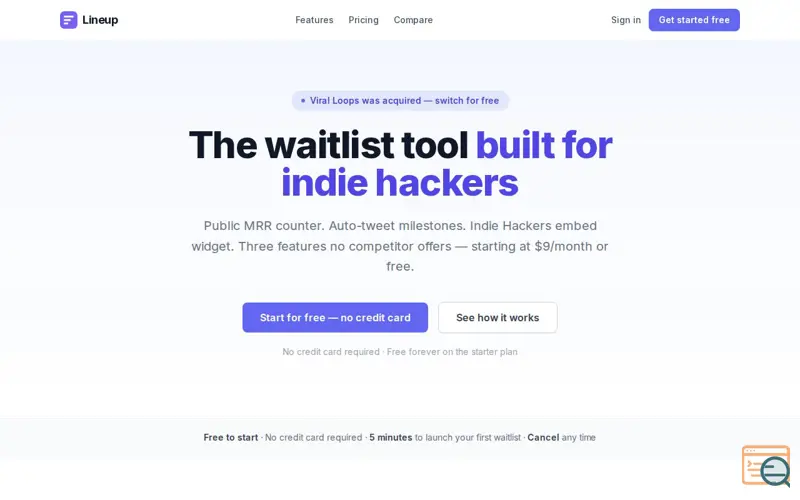 Screenshot of Lineup - Waitlist Tool for Indie Hackers