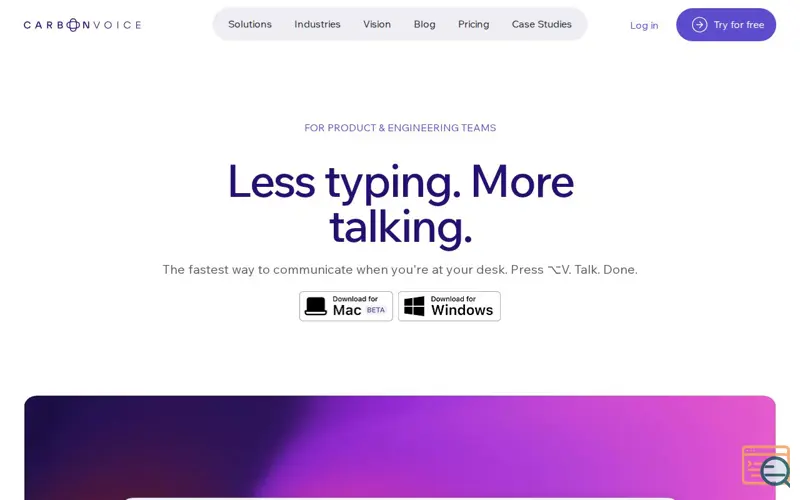 Screenshot of Carbon Voice