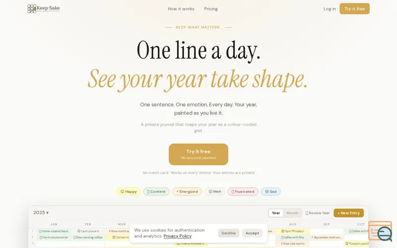 Screenshot of Keepsake