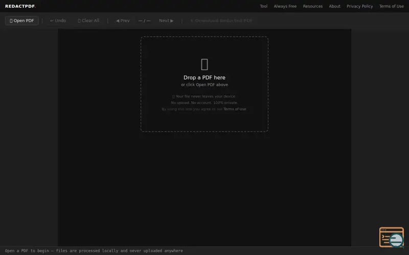 Screenshot of Redactpdf