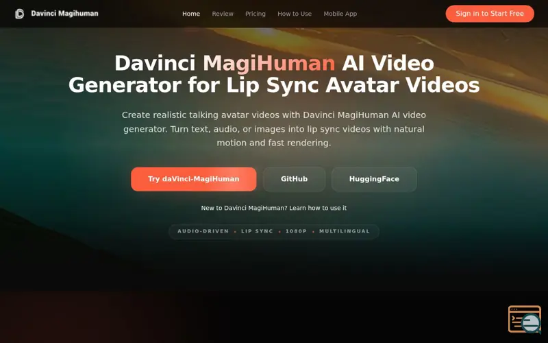 Screenshot of Davinci MagiHuman AI Video Generator