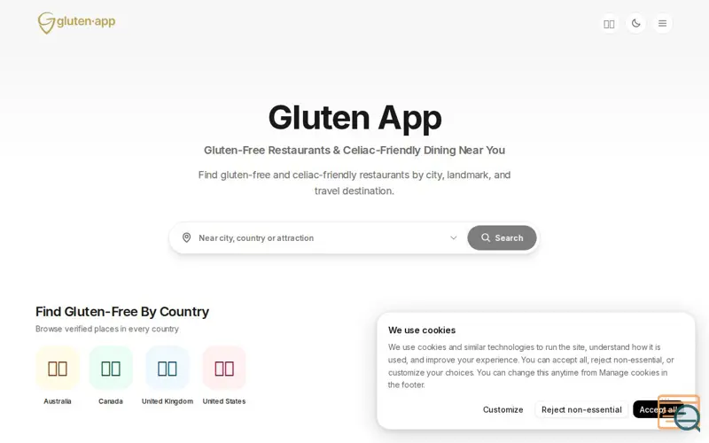 Screenshot of Gluten App