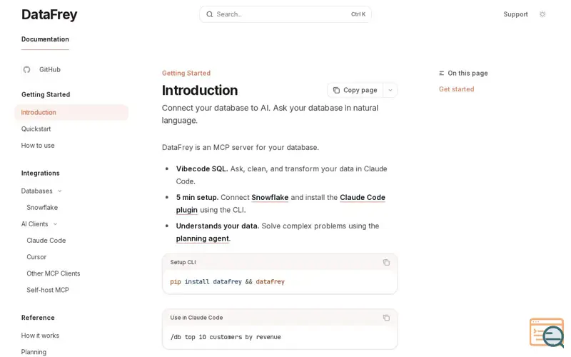 Screenshot of DataFrey