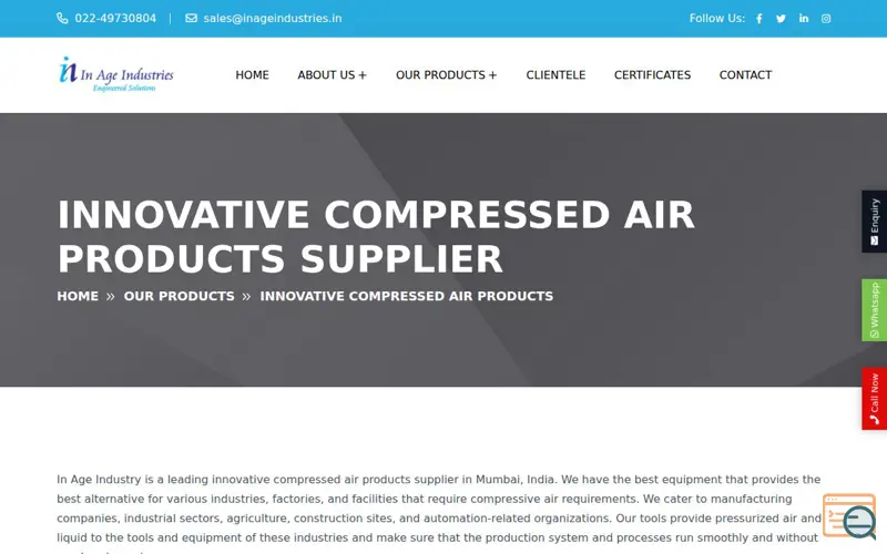 Screenshot of Compressed Air Products Supplier Mumbai