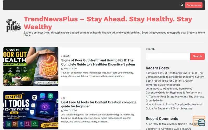 Screenshot of TrendNewsPlus