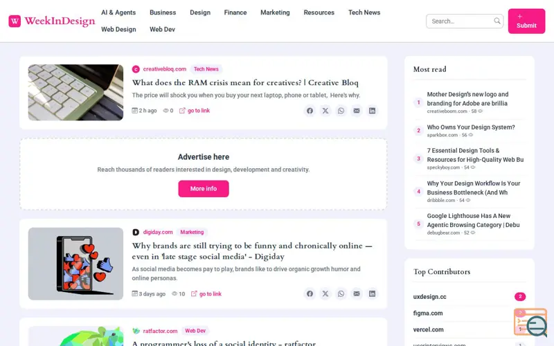 Screenshot of Week in Design