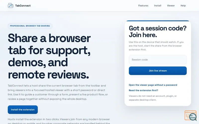 Screenshot of TabConnect