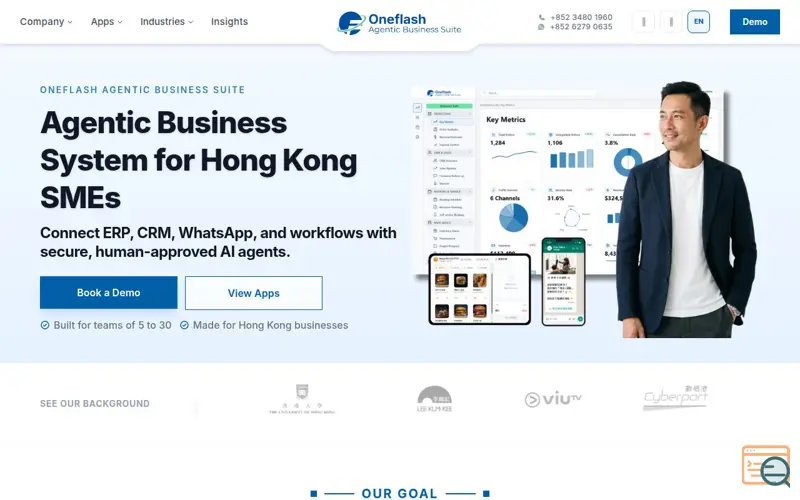 Screenshot of Oneflash Agentic Business Suite