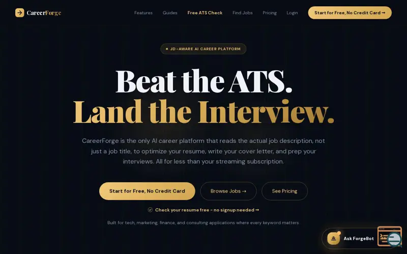 Screenshot of CareerForge