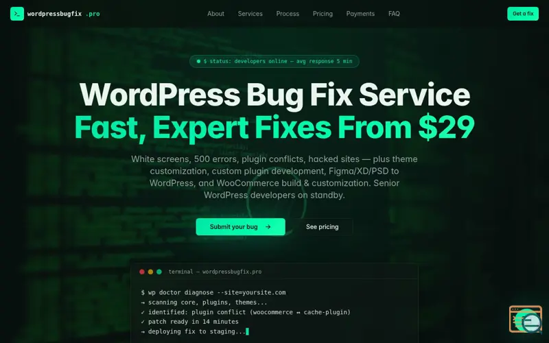 Screenshot of WordPressBugFix.pro