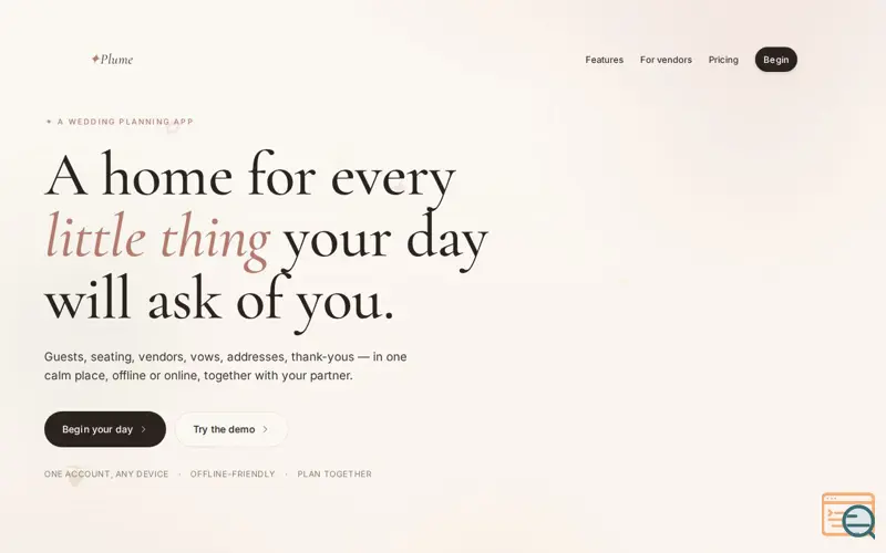 Screenshot of Plume
