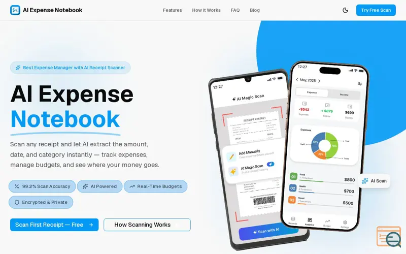Screenshot of AI Expense Notebook