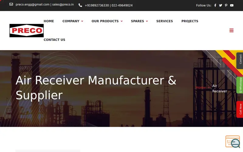 Screenshot of Air Receiver Manufacturer in Mumbai