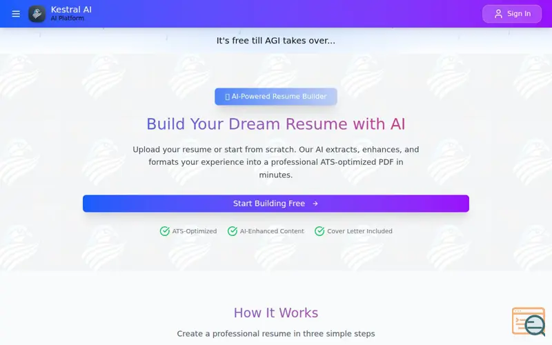 Screenshot of Kestral AI Labs