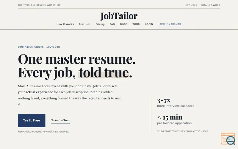 Screenshot of JobTailor