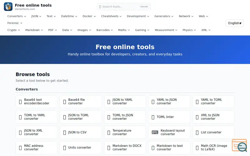 Screenshot of Free online toolbox