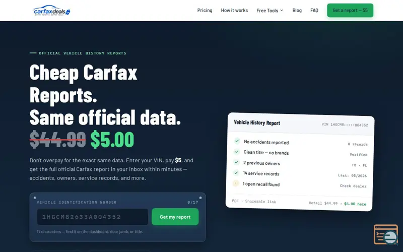 Screenshot of CarfaxDeals