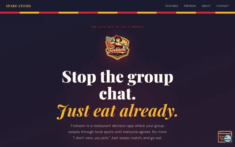Screenshot of Spare Atoms LLC — Forkasm