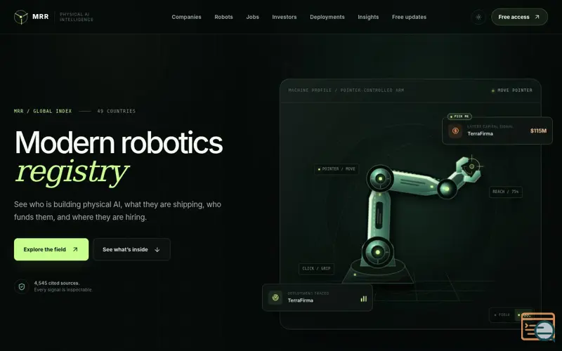 Screenshot of Modern Robotics Registry