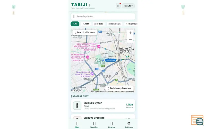 Screenshot of TABIJI