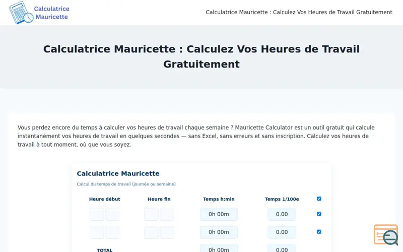 Screenshot of calculatrice mauricette