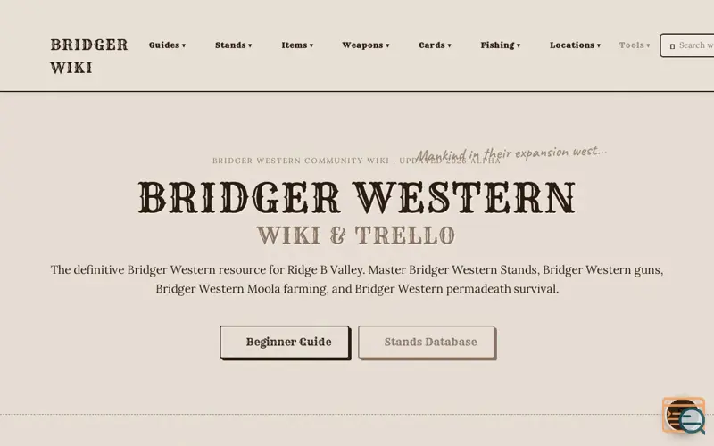Screenshot of Bridger Western Wiki