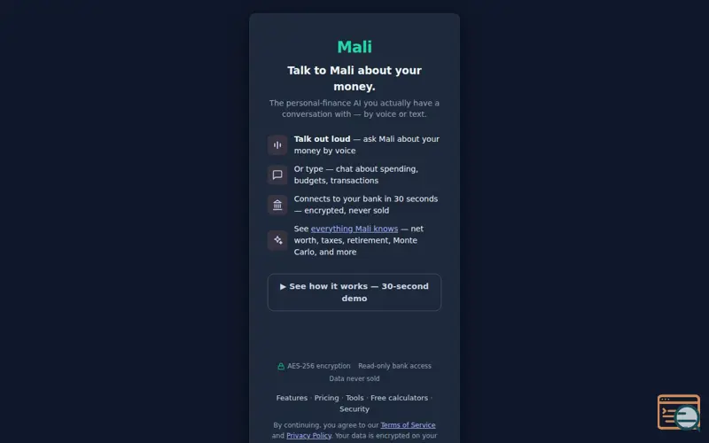 Screenshot of MaliMoney