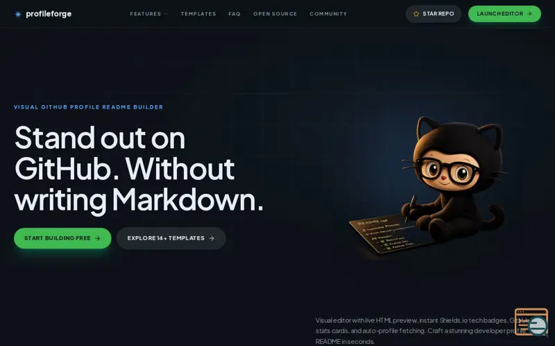 Screenshot of ProfileForge 