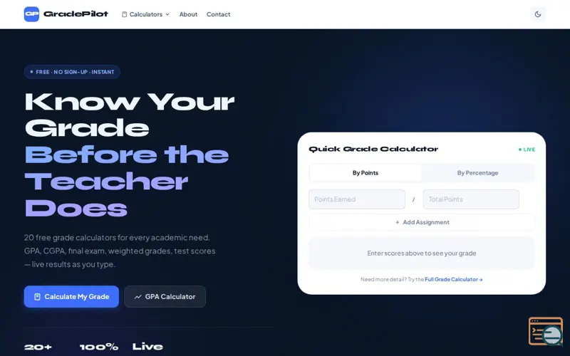 Screenshot of GradePilot