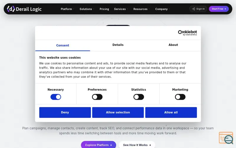 Screenshot of MartechAI by Derail Logic