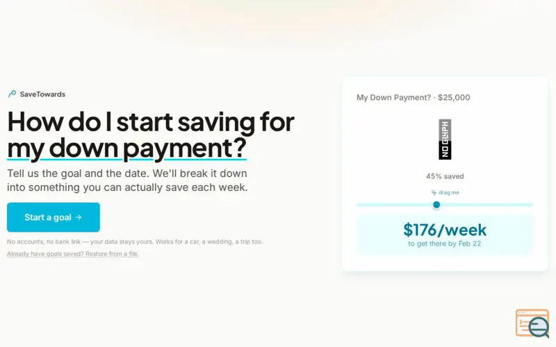 Screenshot of SaveTowards