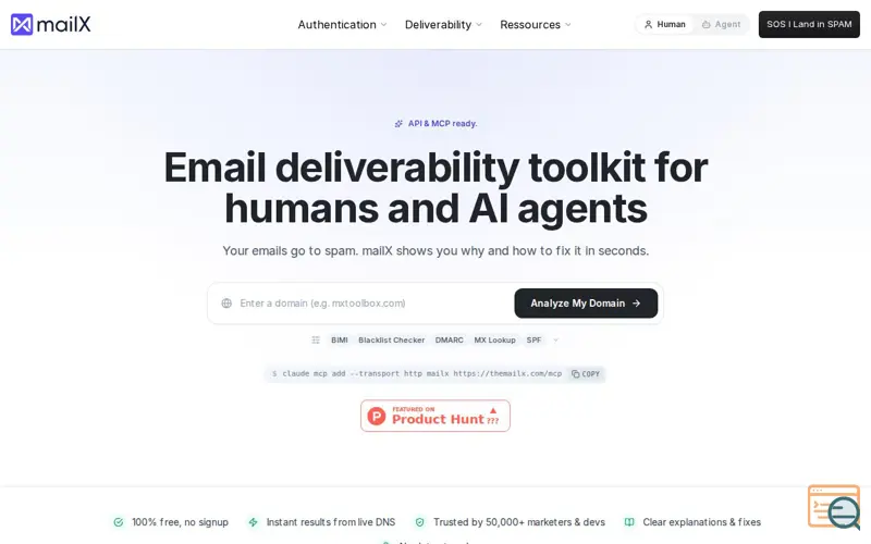 Screenshot of mailX by mailwarm (YC S20)