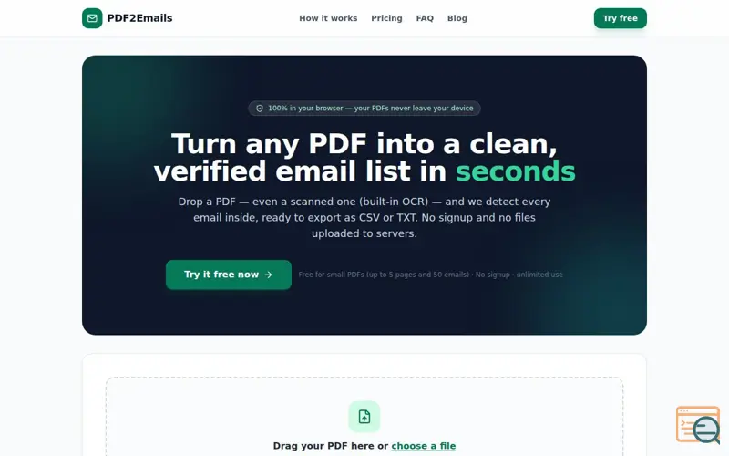 Screenshot of PDF2Emails