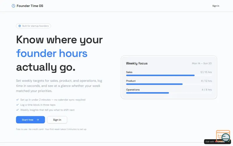 Screenshot of Founder Time OS 