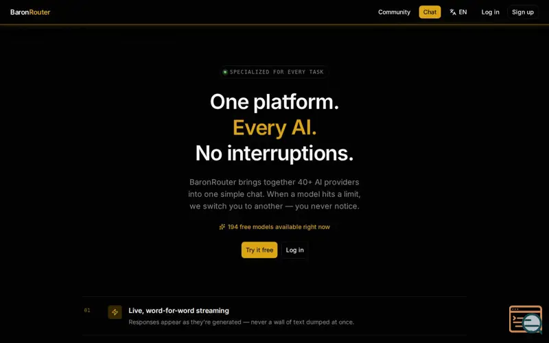 Screenshot of BaronRouter