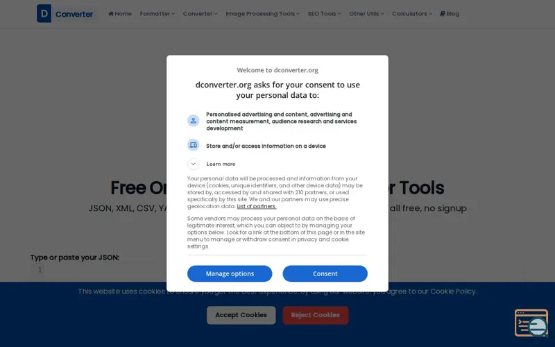 Screenshot of www.dconverter.org