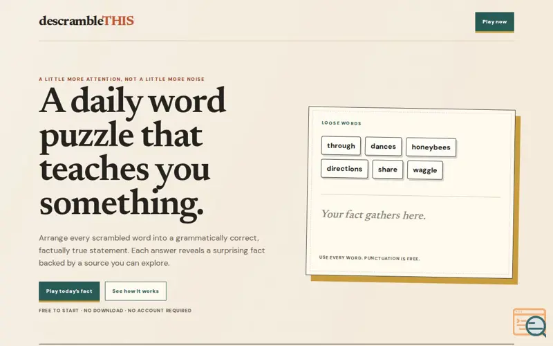 Screenshot of descrambleTHIS