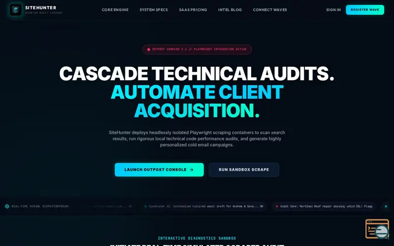 Screenshot of SiteHunter
