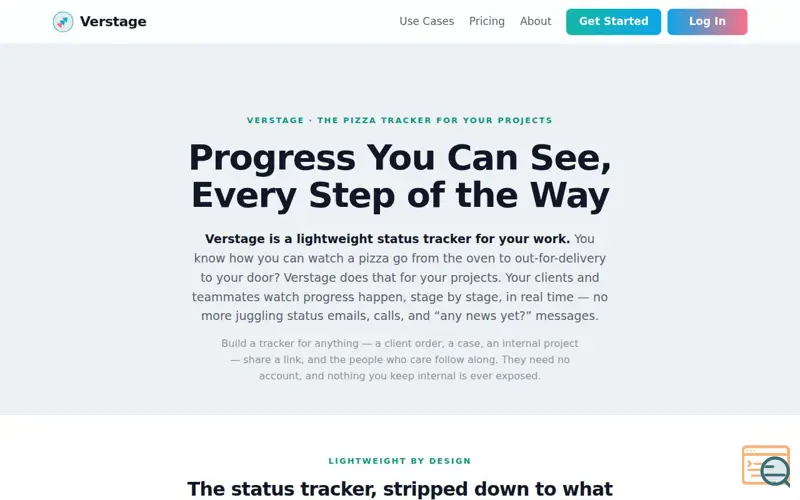 Screenshot of Verstage