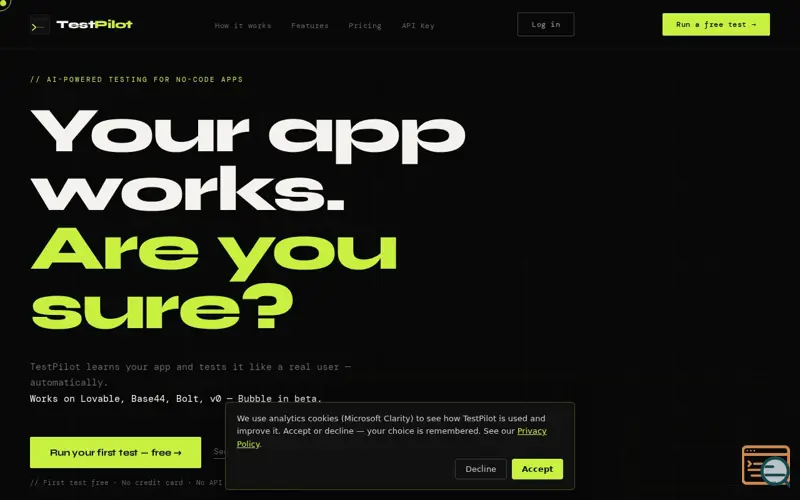Screenshot of TestPilot App