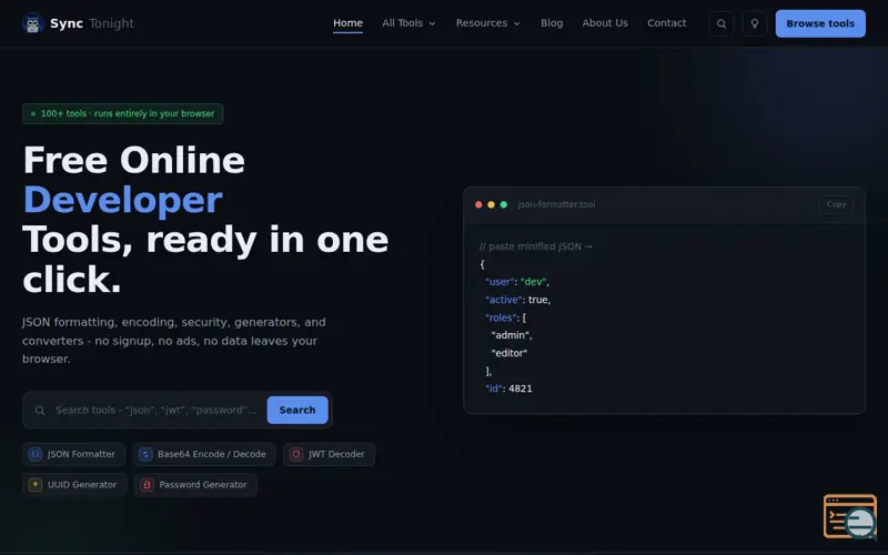 Screenshot of SyncTonight