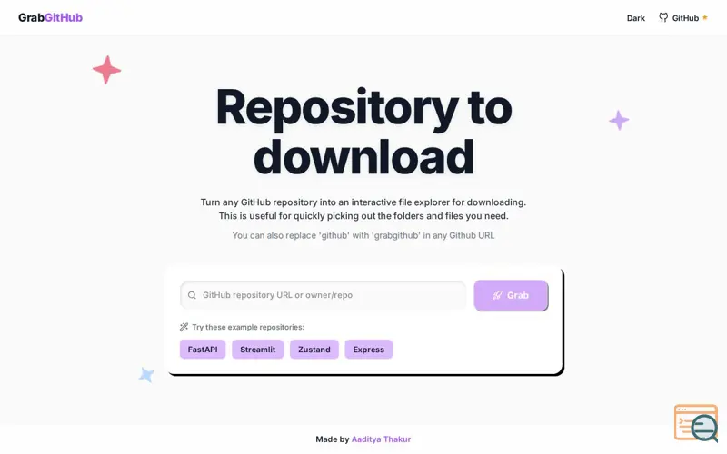 Screenshot of GrabGitHub