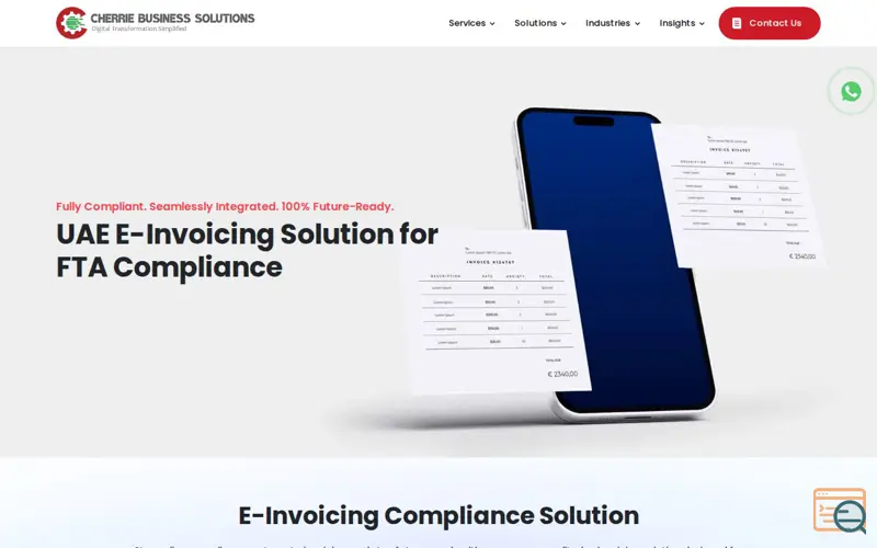 Screenshot of E-Invoicing Solution For UAE Mandate