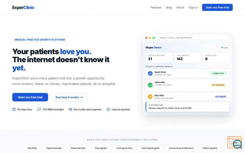 Screenshot of ExperClinic