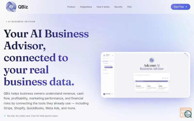 Screenshot of Qbiz — AI Advisor for Your Business