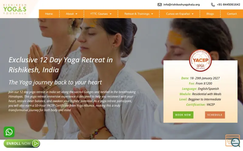 Screenshot of Rishikesh Yogis Yogshala
