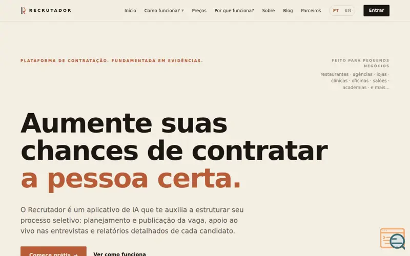 Screenshot of Recrutador